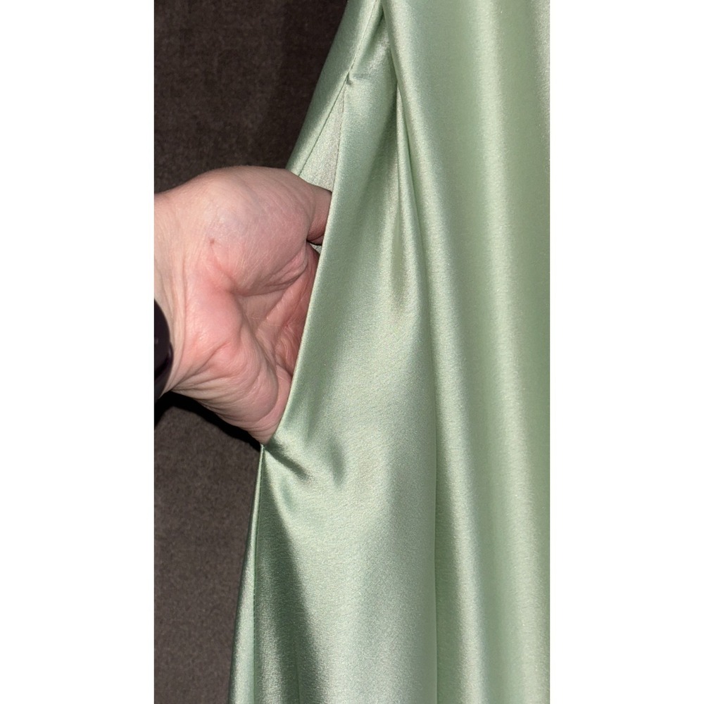 Show Me Your Mumu Tinsley Tube Dress Womens Large Pistachio Luxe Satin Side Zip - Picture 6 of 13